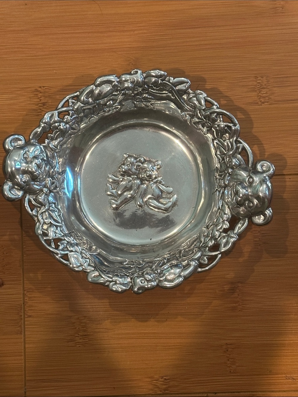 Vintage Arthur Court Teddy Bears Aluminum Baby Bowl